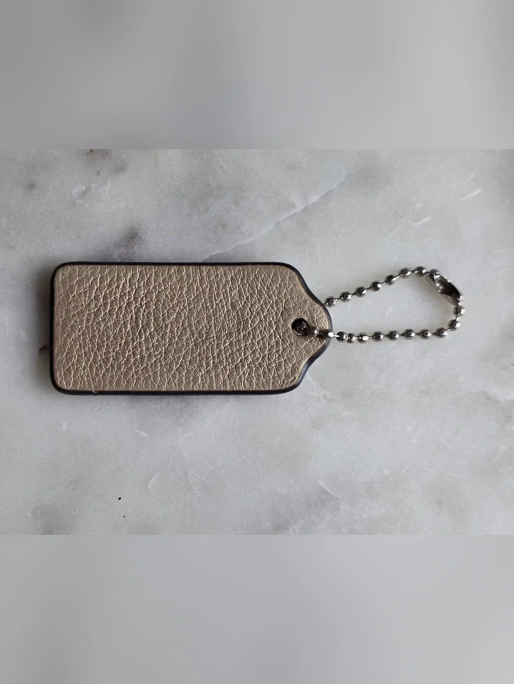 Authentic COACH Metallic Gold Leather Hangtag W/ Silver Chain